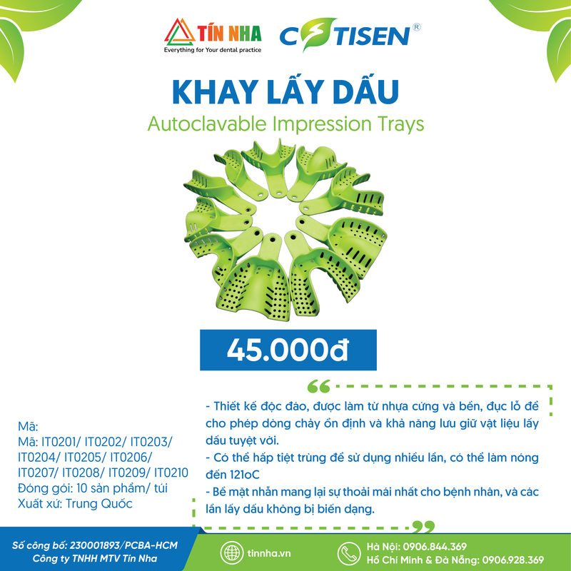 Khay Lấy Dấu (Autoclavable Impression Tray)