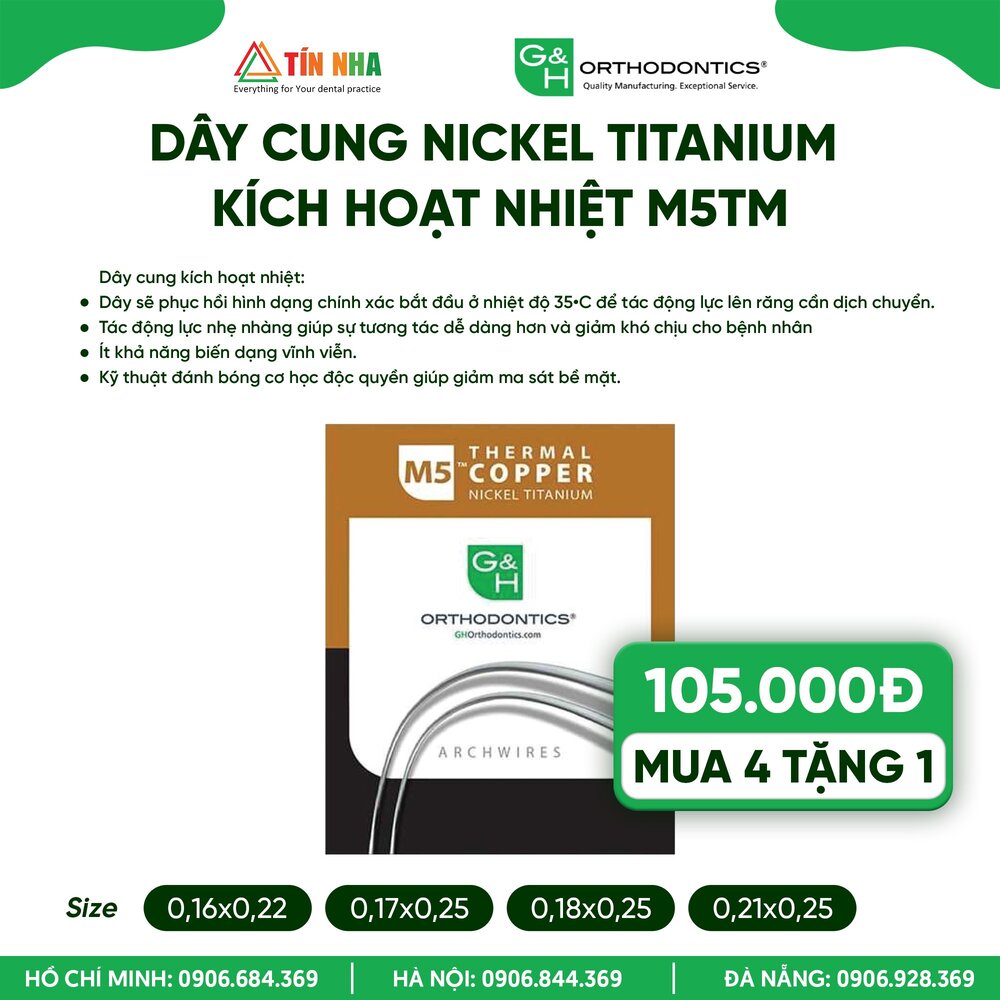Dây cung Nickel Titanium kích hoạt nhiệt M5TM