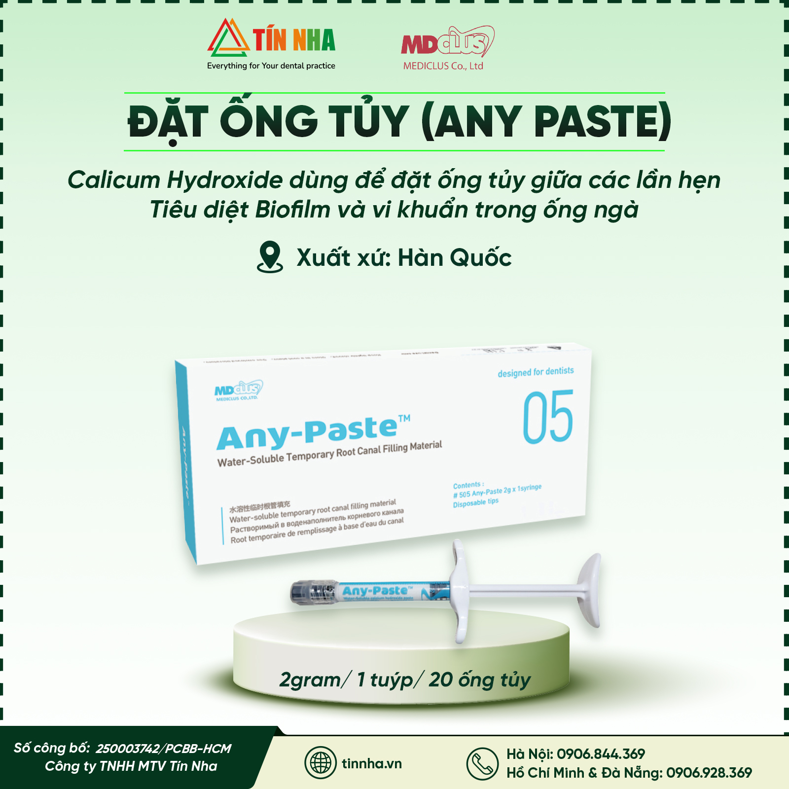 Vật Liệu Đặt Ống Tuỷ Giữa Các Lần Hẹn (AnyPaste)