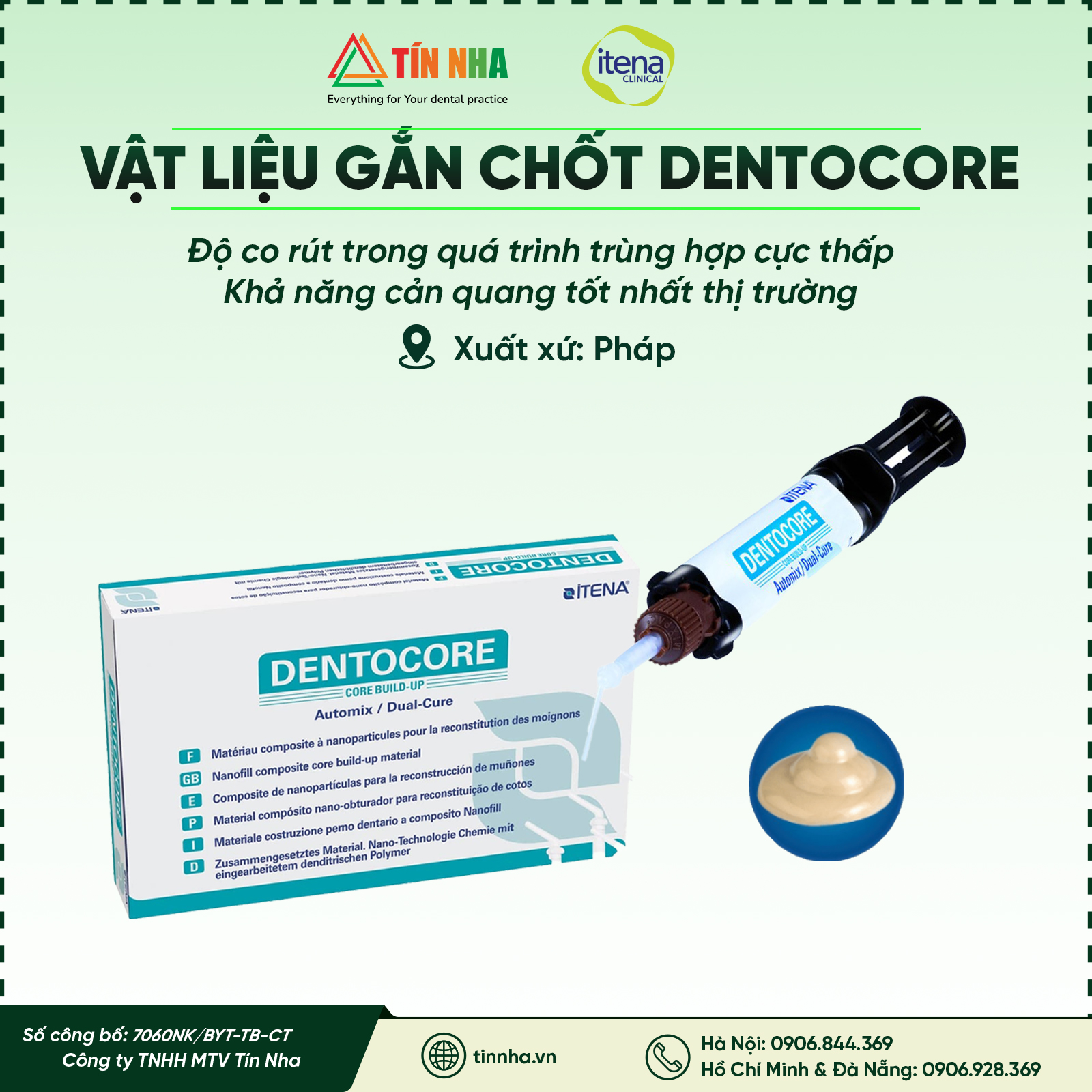 Vật liệu gắn chốt và tái tạo cùi DentoCore