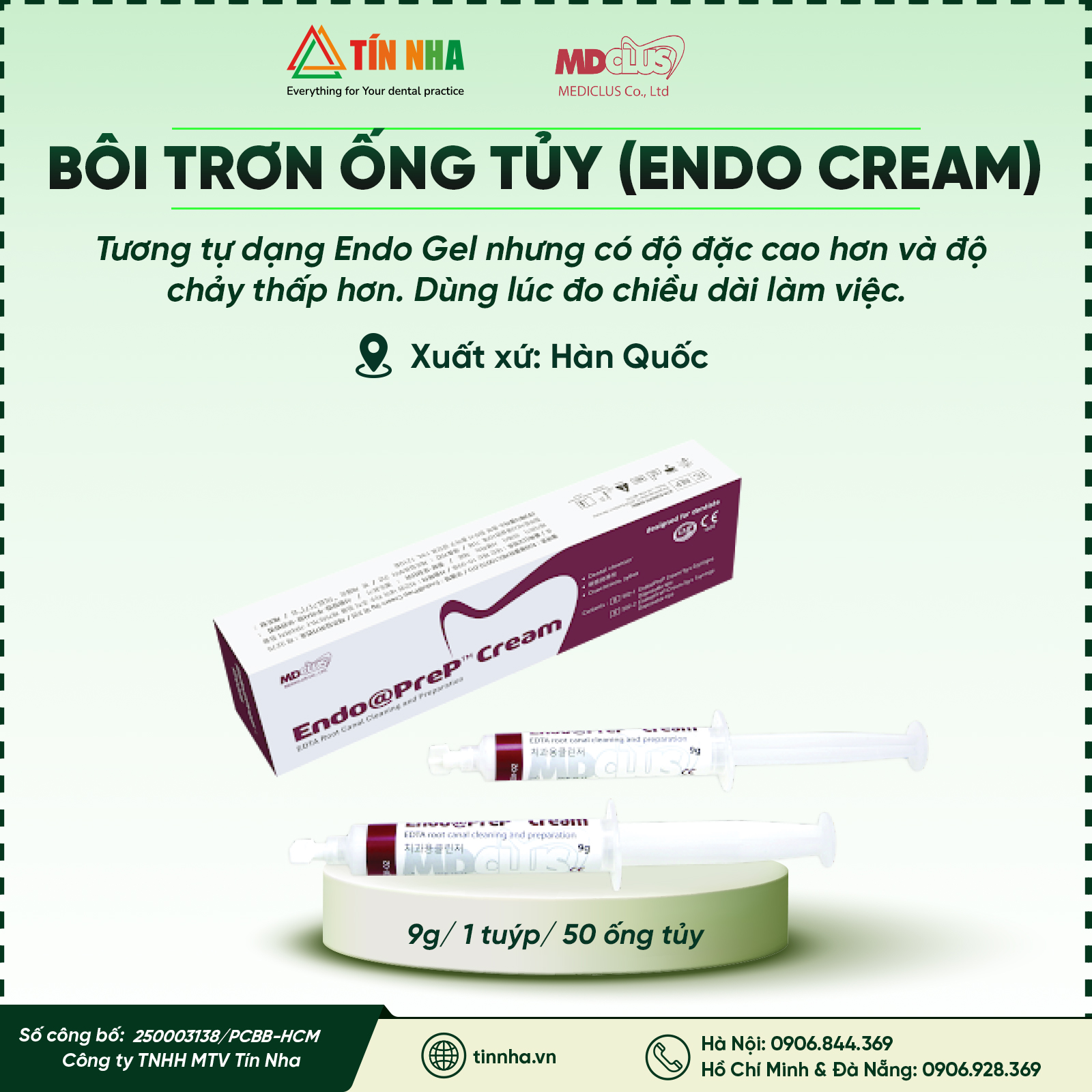 Vật liệu bôi trơn và làm sạch ống tuỷ Endo-Cream