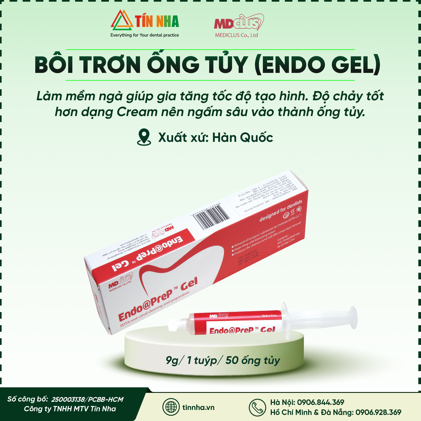 Vật liệu bôi trơn và làm sạch ống tuỷ Endo-Gel
