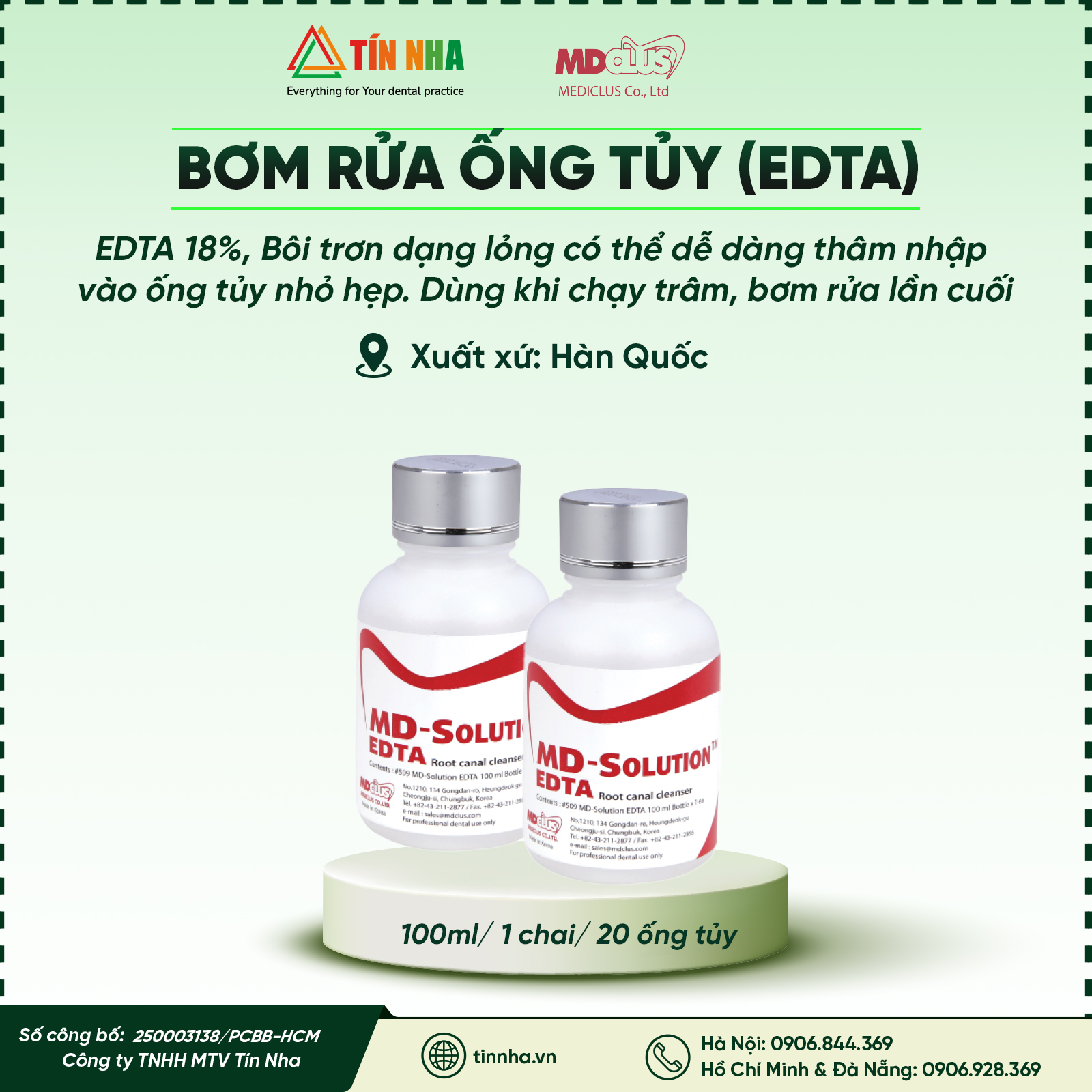 Dung dịch bơm rửa ống tuỷ MD Solution EDTA